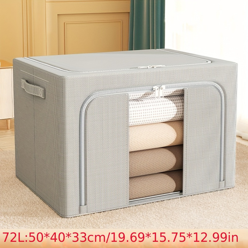 1pc large clothes storage box clothes organizer with handle and window storage basket for quilts and blankets space saving organizer of closet bedroom home dorm bedroom accessories details 4