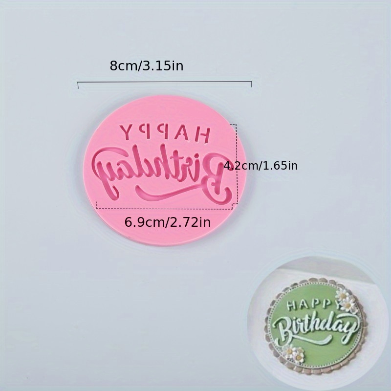 Image of 1/6pcs 3d Happy Birthday Fondant Embosser Cookie Stamps - Perfect For Baking And Decorating