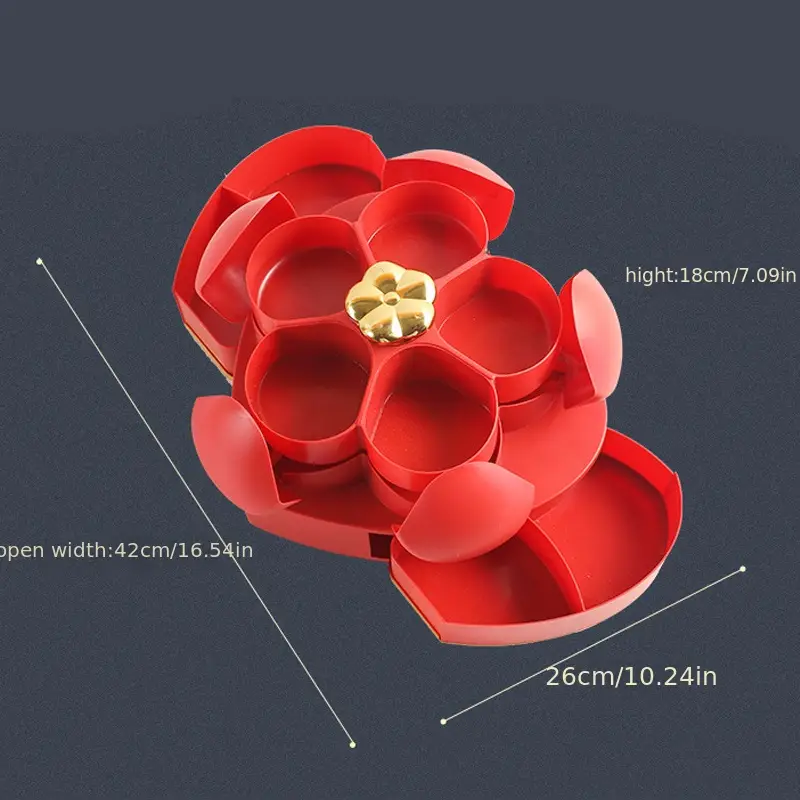 1pc heart shaped dried fruit plate nut storage box home living room coffee table snack box fruit plate chinese new year rotating candy box details 0
