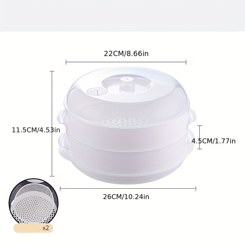 1pc 1 2 Layer Round Plastic Food Steamer With Lid Water Dumpling