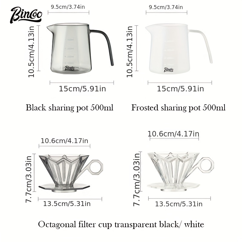 bincoo coffee pot hand washing coffee filter cup glass sharing pot set cold extraction cup american drip pot with scale filter details 7