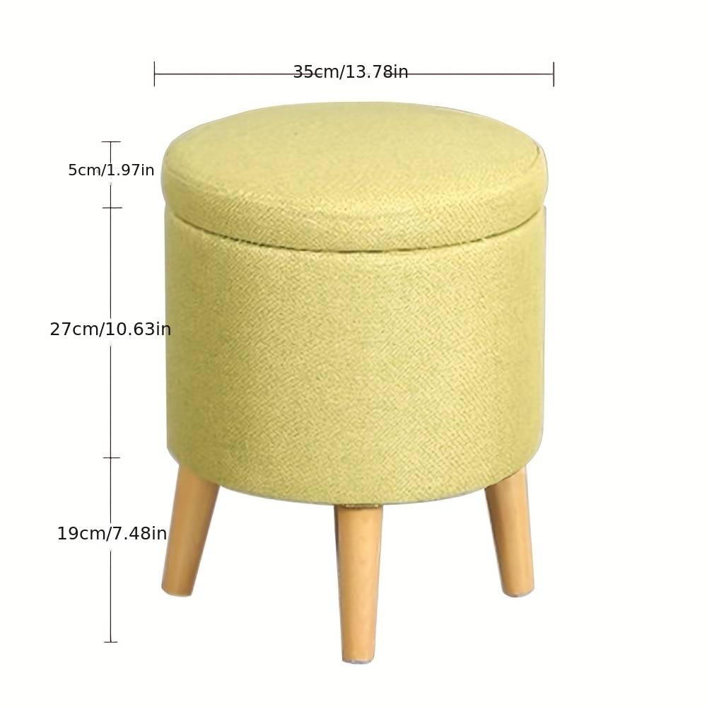 Round Ottoman Foot Rest Stool, Fabric Padded Seat with Non-Skid