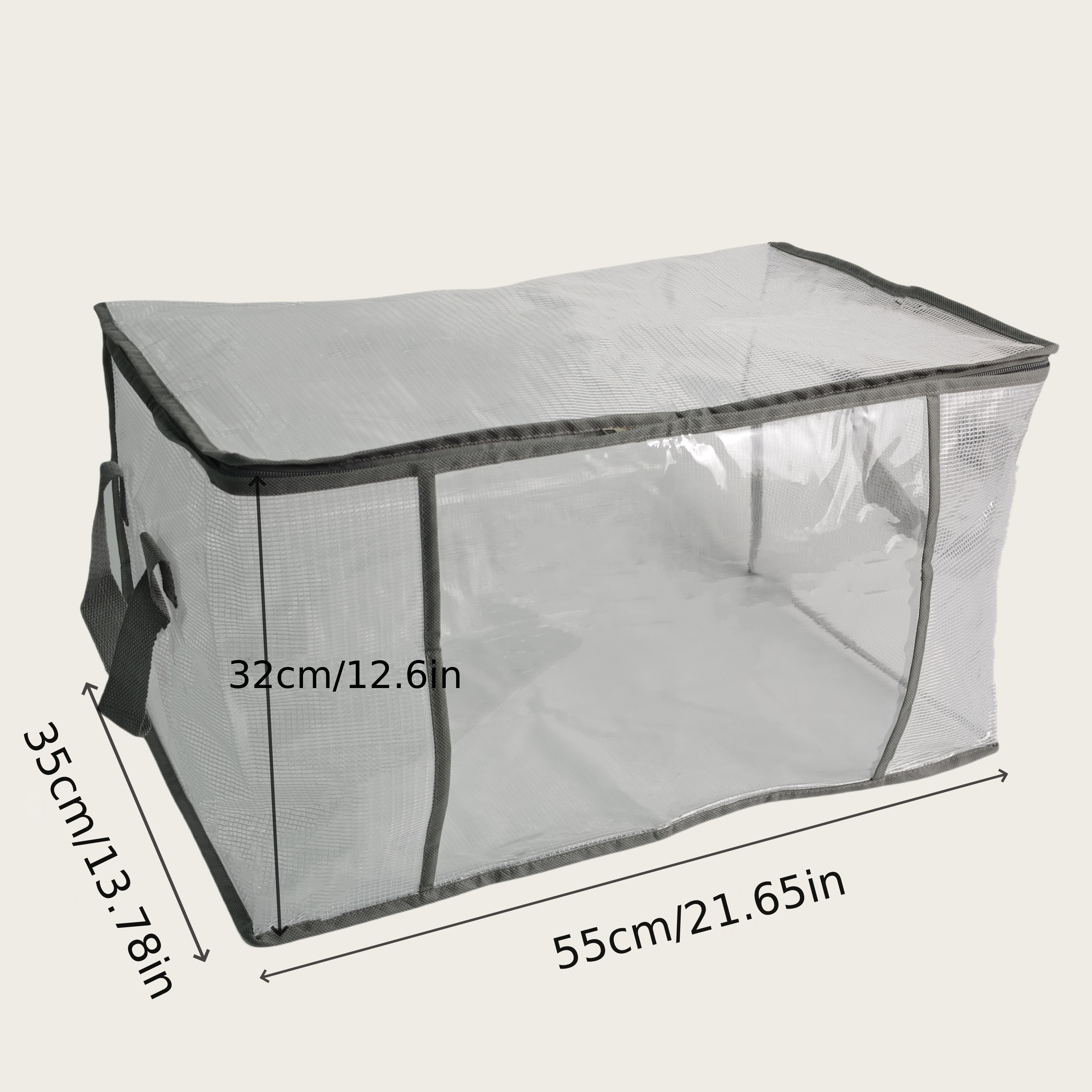 Image of Transparent Storage Tote Bag For Comforters And Bedding - Reinforced Handles, Zipper, Portable, And Durable Plastic Material - Organizer For And Travel