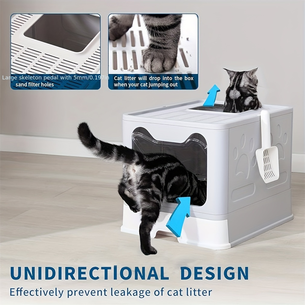 cat litter box no smell pet toilet box with tray scoop space saving and hygienic litter   for cats details 2