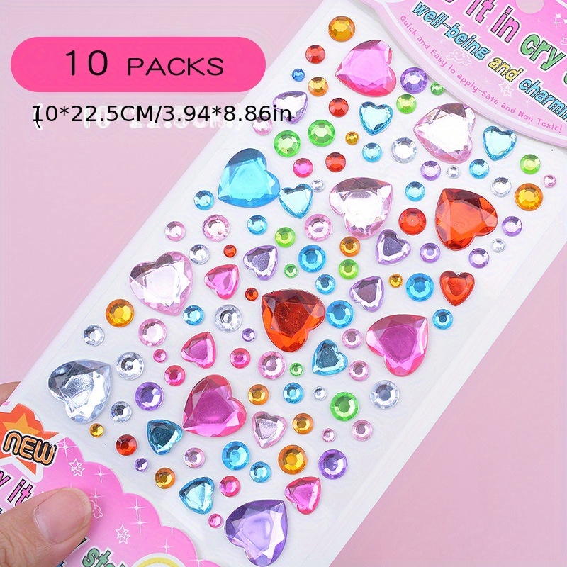 6 Sheets/Set Kids Reward 3D Diamond Crystal Gem Colorful Shiny Stickers  Lovely Creative DIY Mobile