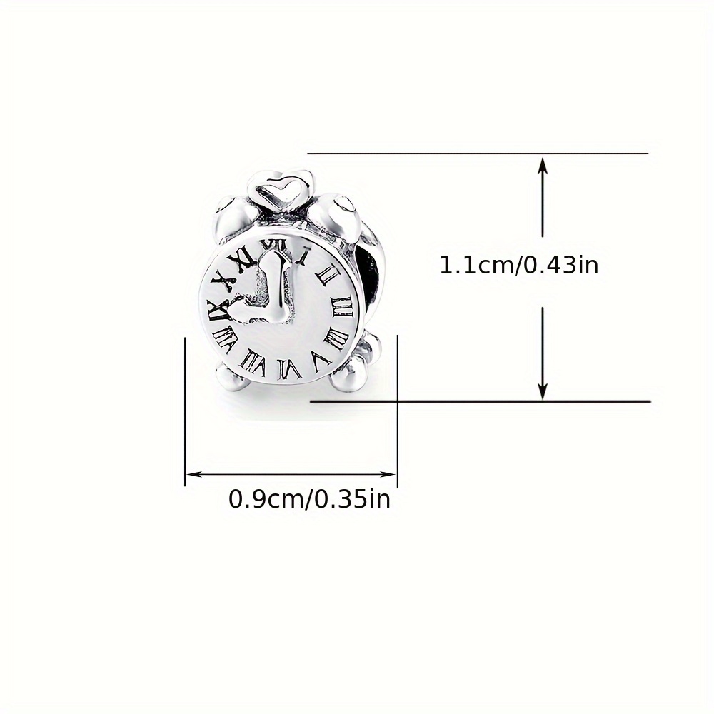 925 Sterling Silver Love Alarm Clock Design Bracelet Charm