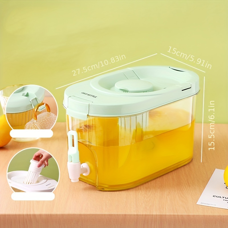 Large Capacity Refrigerator Juice Container With Faucet, Lid, Heat