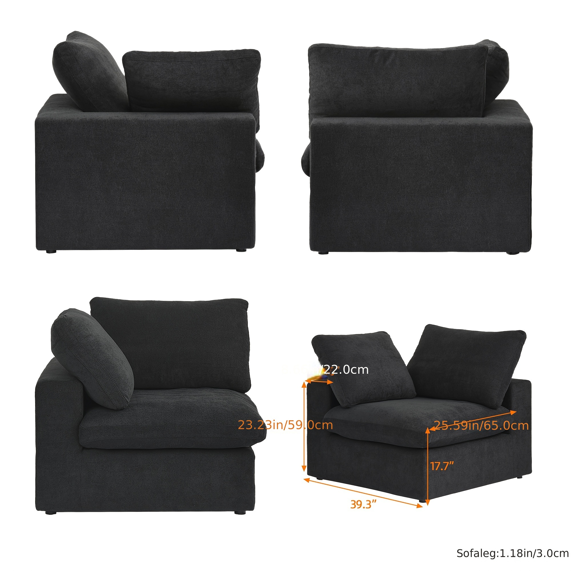 modular sectional sofa with   u shaped design minimalist style deep and wide convertible couches for the living room with washable and replaceable covers Product details 16