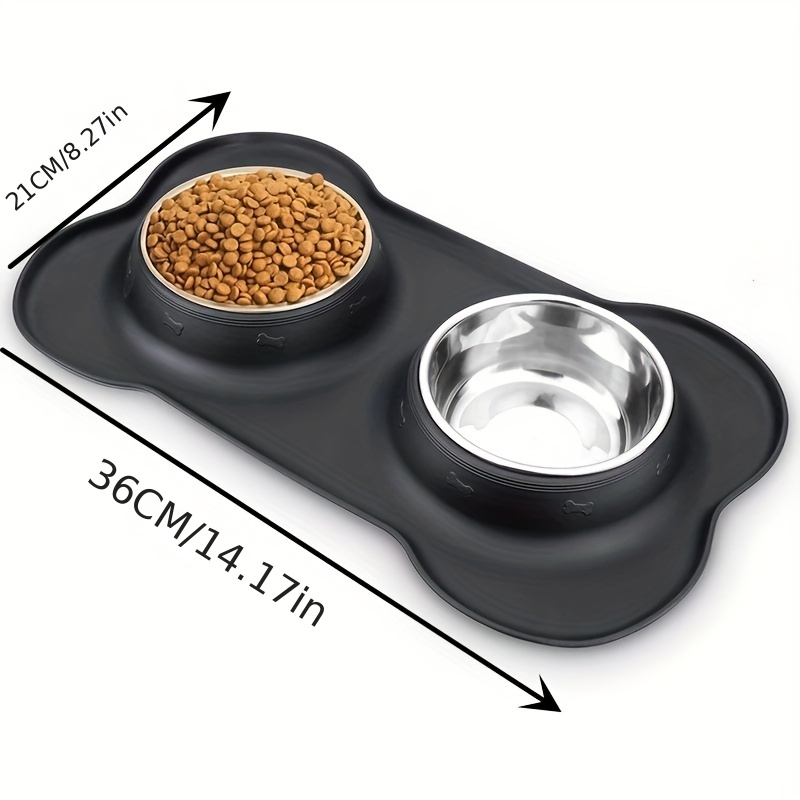 Stainless Steel Dog Bowl & Silicone Mat Set