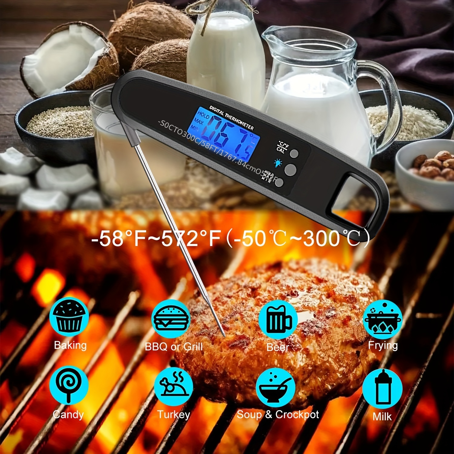 Meat Thermometer Digital Instant Read Kitchen Cooking Food - Temu