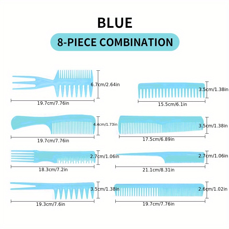 8pcs Men's Styling Hair Comb Set Hair Styling Tools