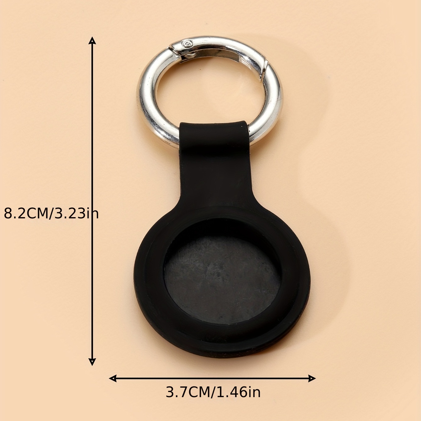 Icon Silicone Case with Keychain for Apple AirTag - Cover with Keychain  Ring - Black