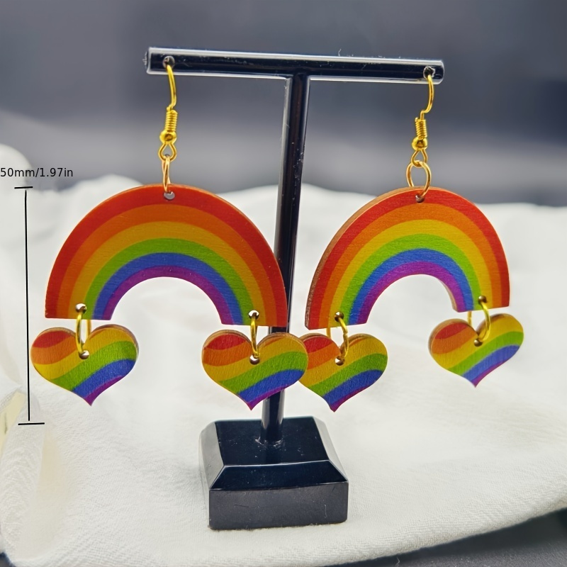 6/12 Pairs Rainbow Theme Wooden Earrings Set, Bright Designs