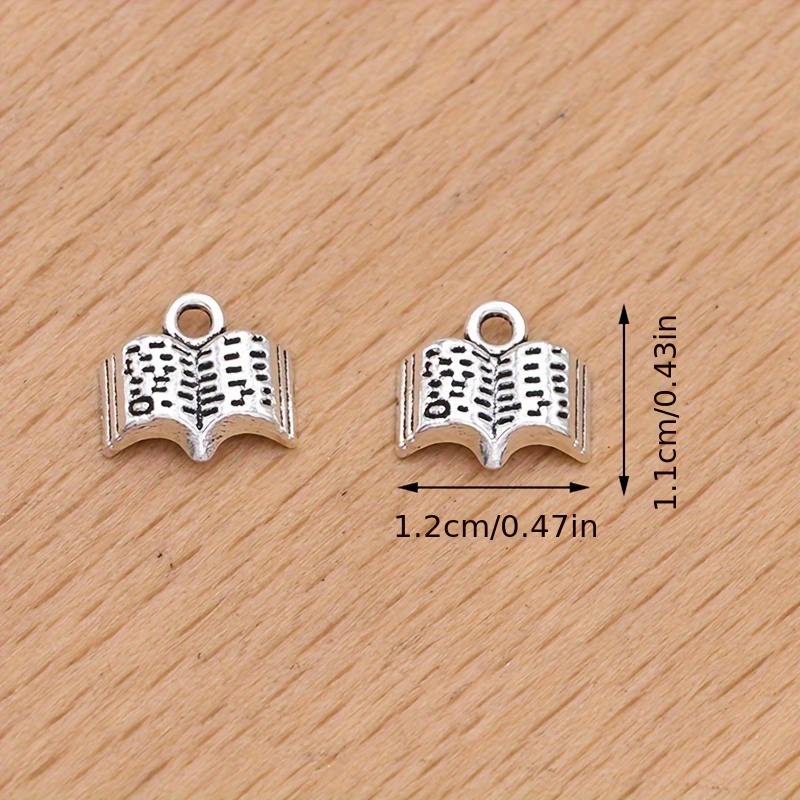 Silver Plated Book Charms Reading Book Pendants For Jewelry - Temu