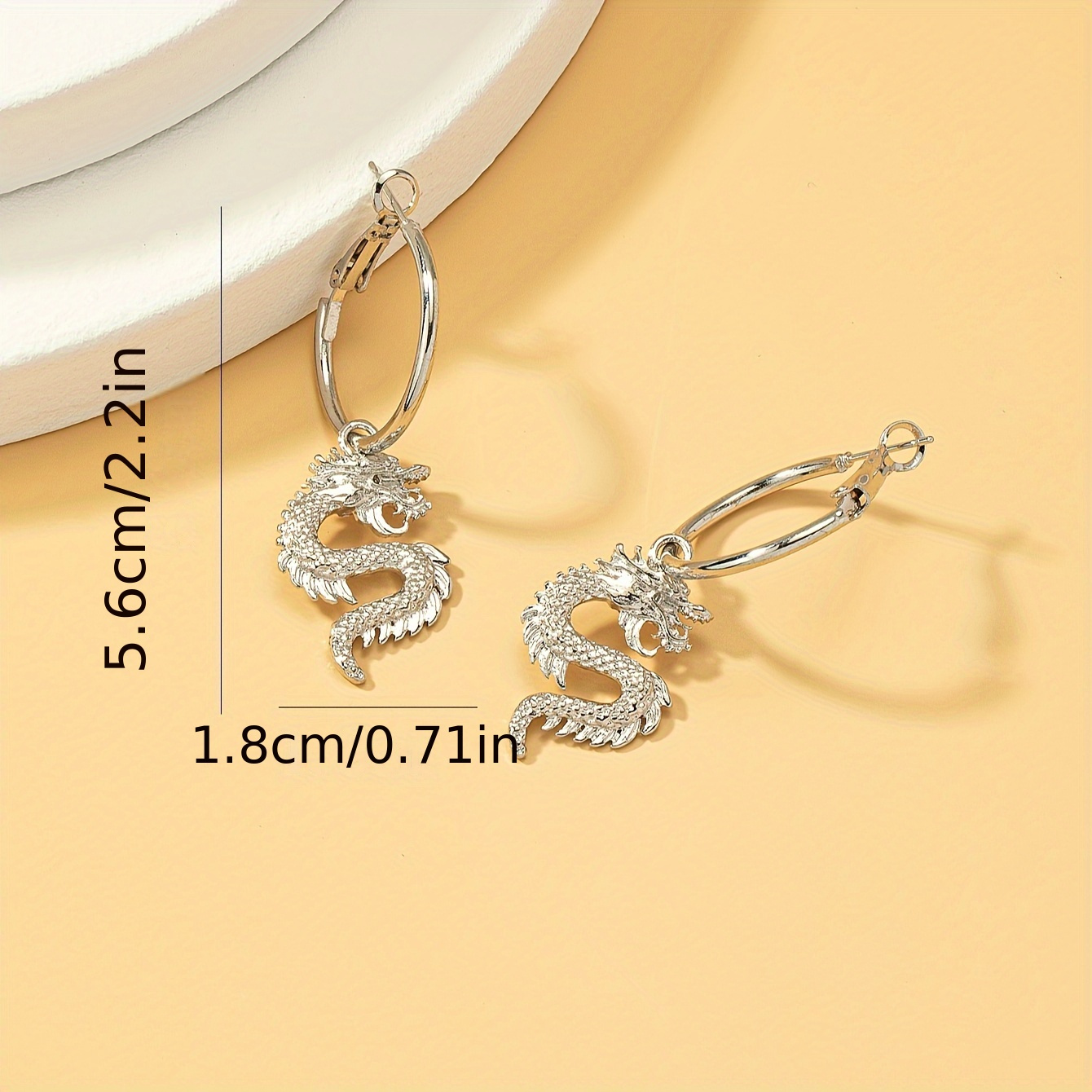 Geometric Metal Dragon Earrings for Women