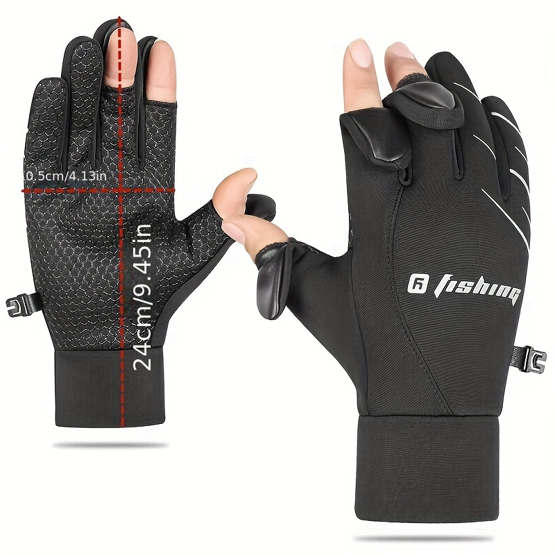 

1 Pair Of Men's Winter Cycling Gloves - Non-slip, , Warm Fishing & Outdoor Sports Gloves With Padding, Breathable Acrylic , Adjustable Wrist Strap, Black, 3.54" Height, 2.95" Width, Winter Gloves