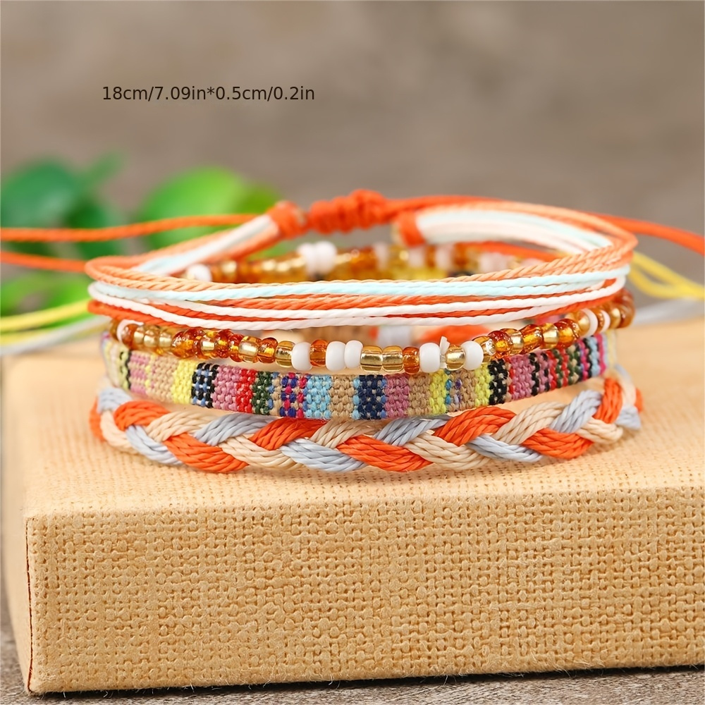 Boho Braided Bracelet & Anklet Set for Friendship