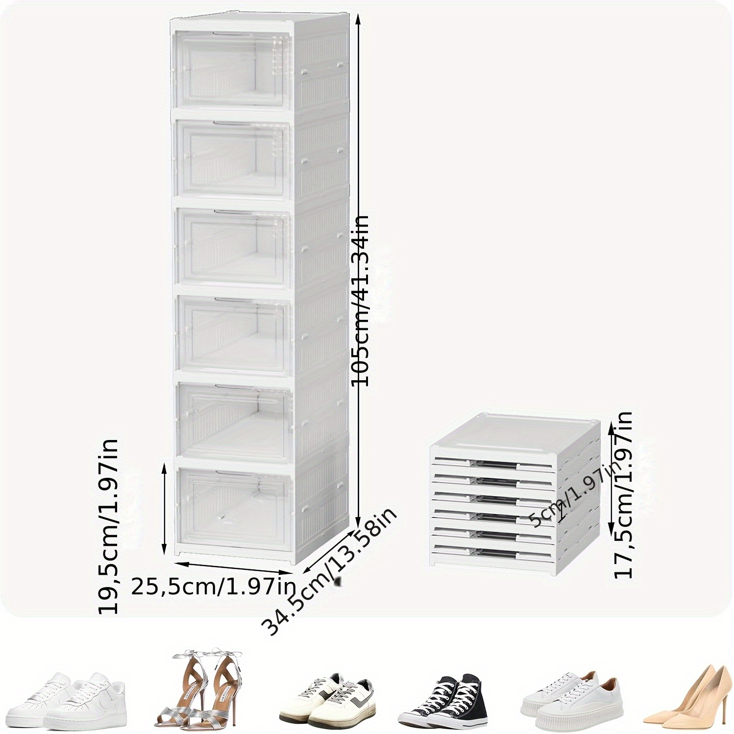 TEMU Zapatero plegable transparente de 3/6/12 niveles sin instalación, zapatero antipolvo para puerta, de zapatos plegable