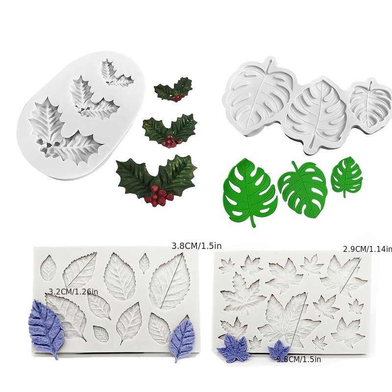 Leaf Silicone Molds 5pcs 3D Branch Leaves Lace Pad Cake Mold, Chocolate  Molds