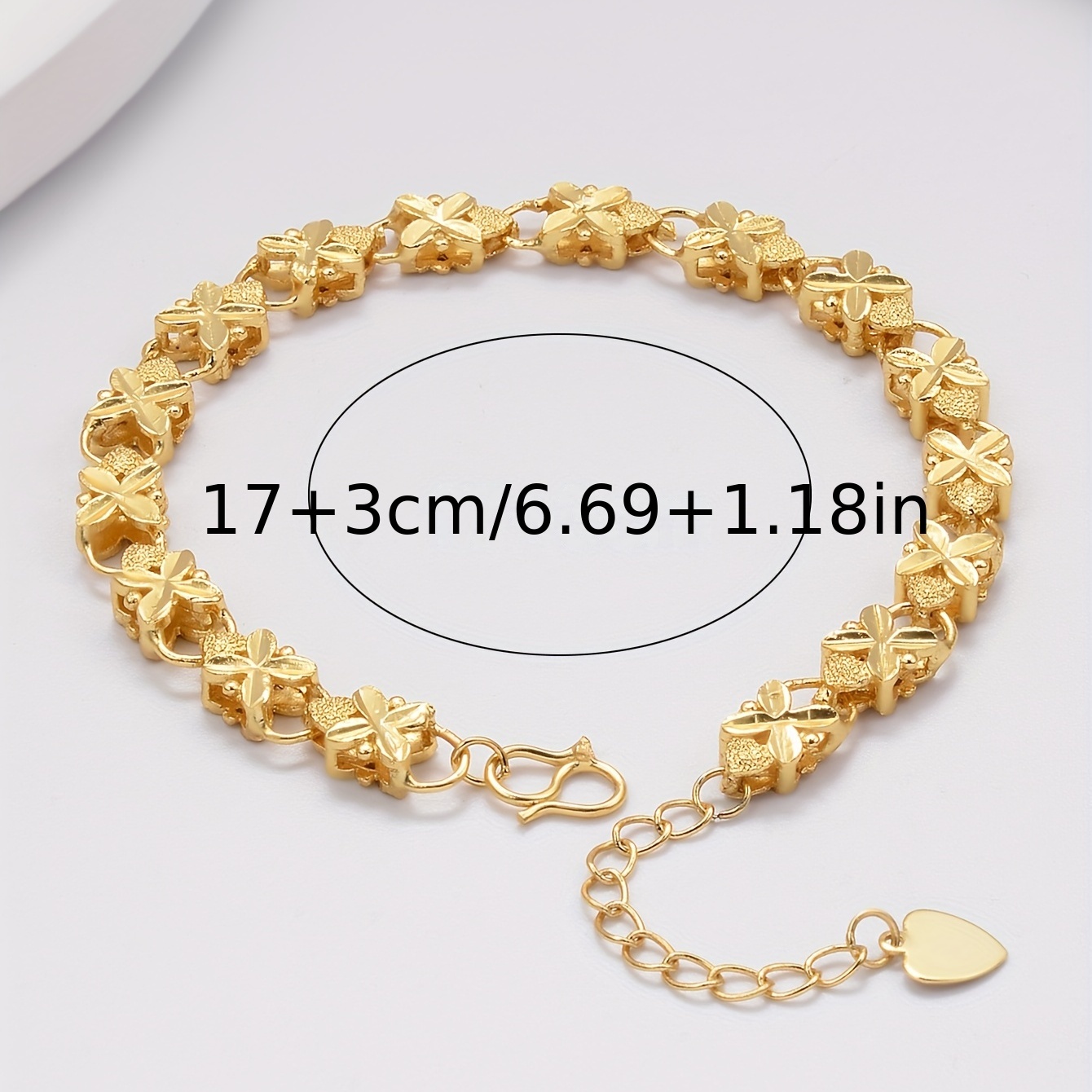 Clover Heart Flower Decor Bracelet, 18K Plated Fashionable Gift