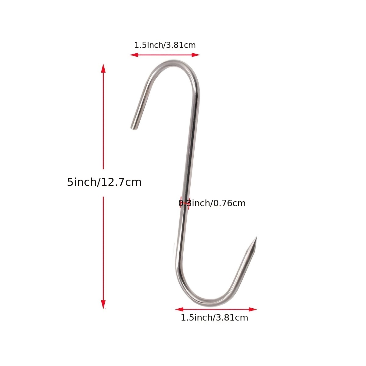 S Hooks For Hanging Meat, 20ps Stainless Steel Sharp Prong S-hooks