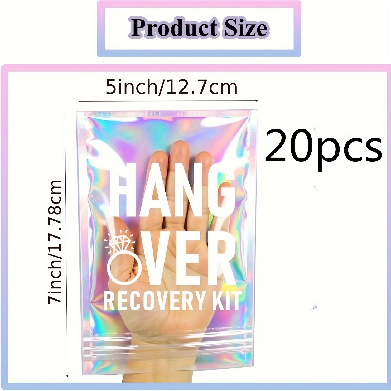 E-shop 10/20 Stück Hangover-Recovery-Kit Selbstpflege-Set Vorbedruckte holografische wiederverschließbare Beutel geeignet für