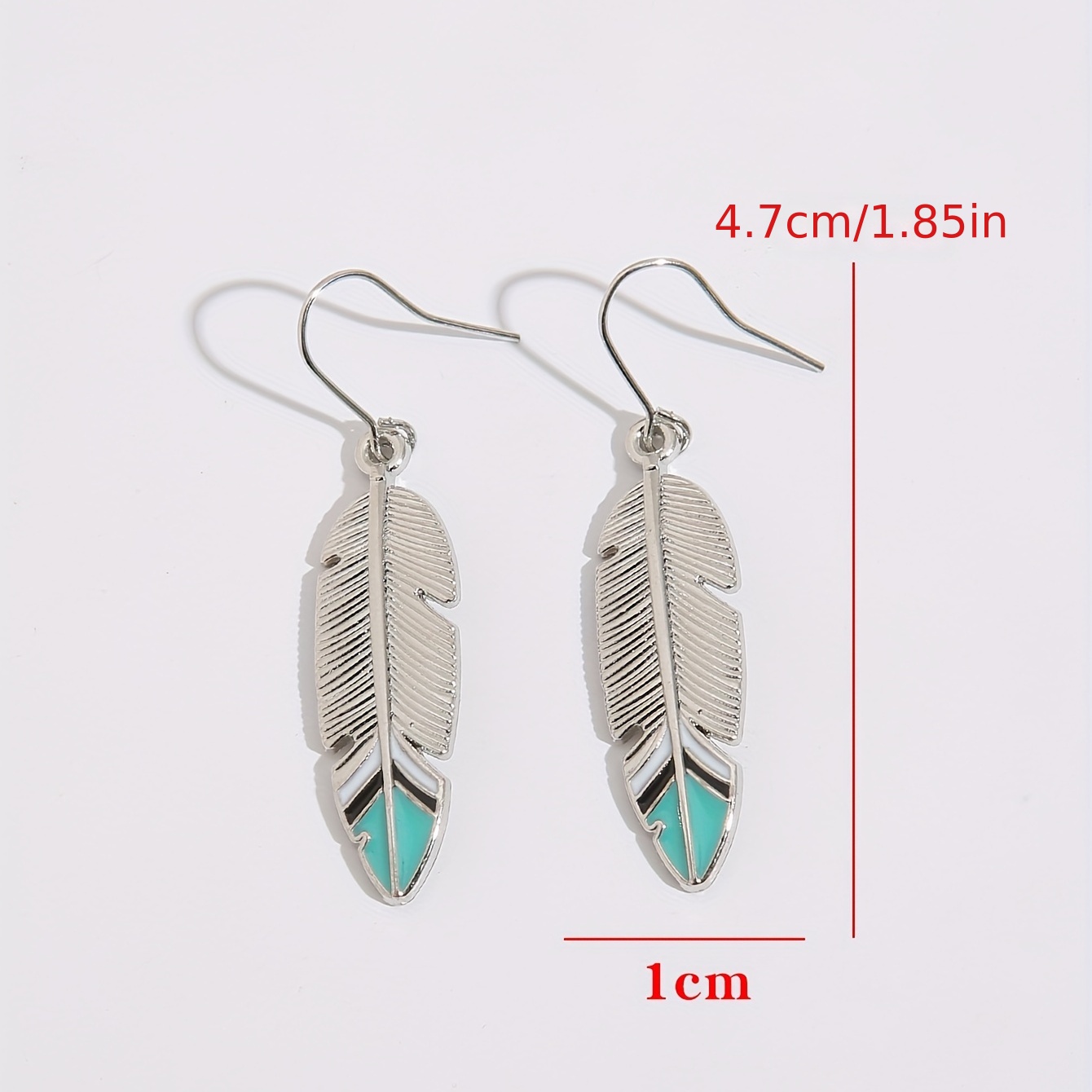Women's Long Vintage Earrings with Leaf and Feather Design