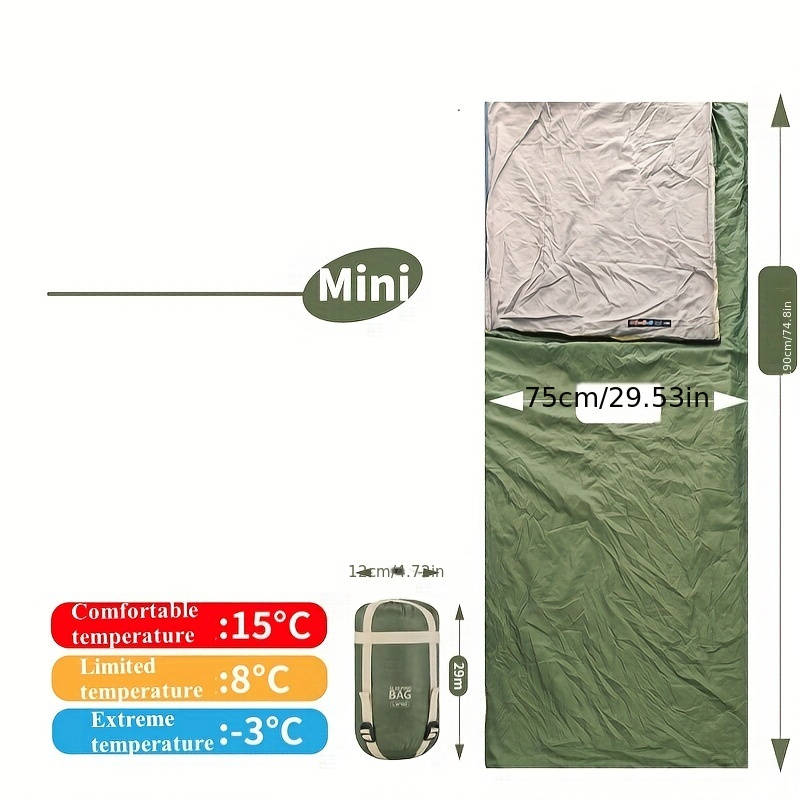 Ultra-Lightweight All-Season Camping Sleeping Bag - Portable, Foldable Mini Design for Travel & Outdoor Adventures, Nylon Material, Oval Shape, 20-39°F Temperature Range