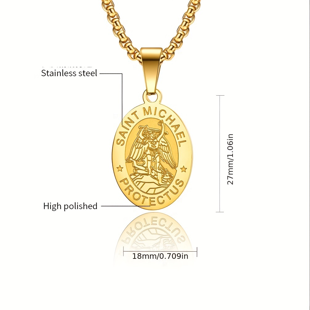 Men's Saint Michael Stainless Steel Pendant Necklace