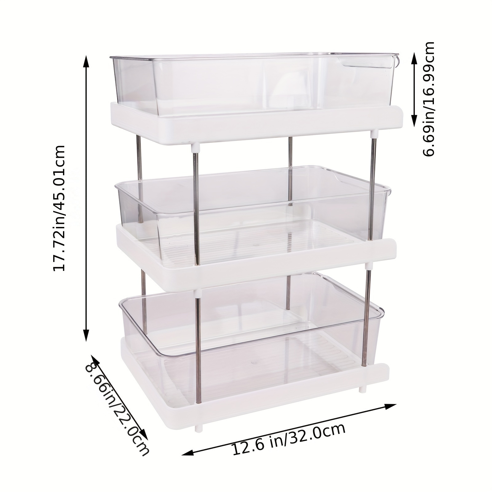 1pc 3-Tier Plastic Clear Organizer, Multi-Purpose Pull Out Cabinets Organizer Shelf, Under Sink Organizer With Handles For Bathroom Kitchen Pantry Closet And Office Kitchen Organizers And Storage Pantry Organizers And Storage details 0