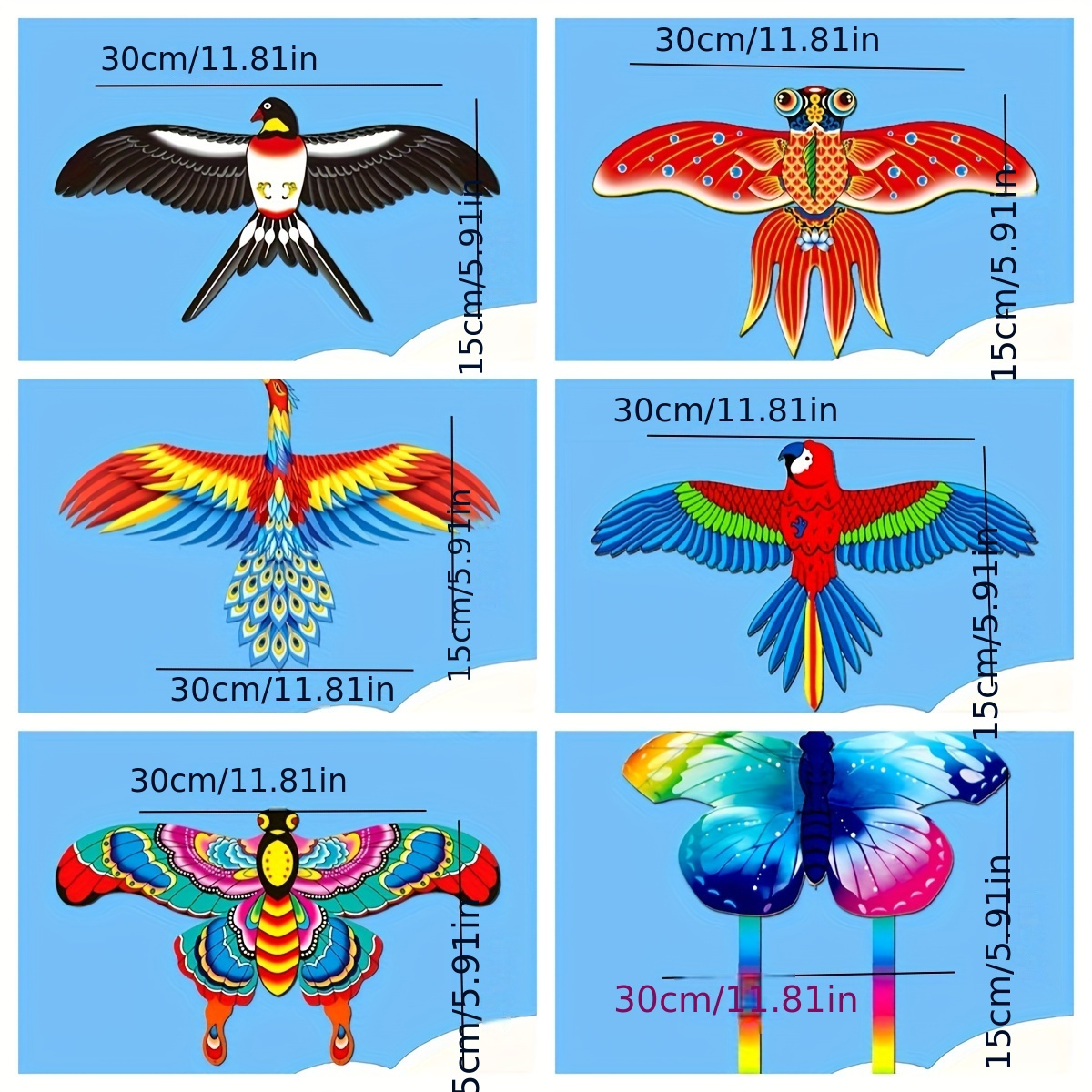Kite PE Mini Kites Flying for Children Kite line 3D Kite Pocket Kite for  Kids Fishing Rod Dynamic Wing Kite s (Color : Swallow) (Parrot)