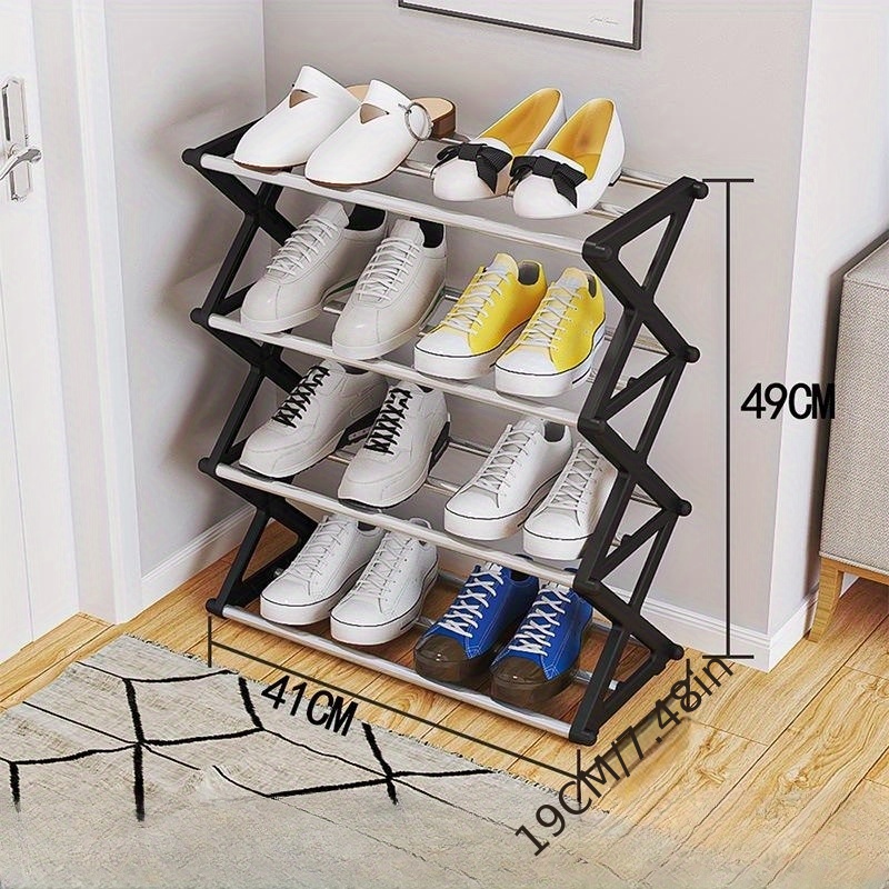 1set 4-tier Stainless Steel Simple Shoe Rack Organizer, Dust-proof