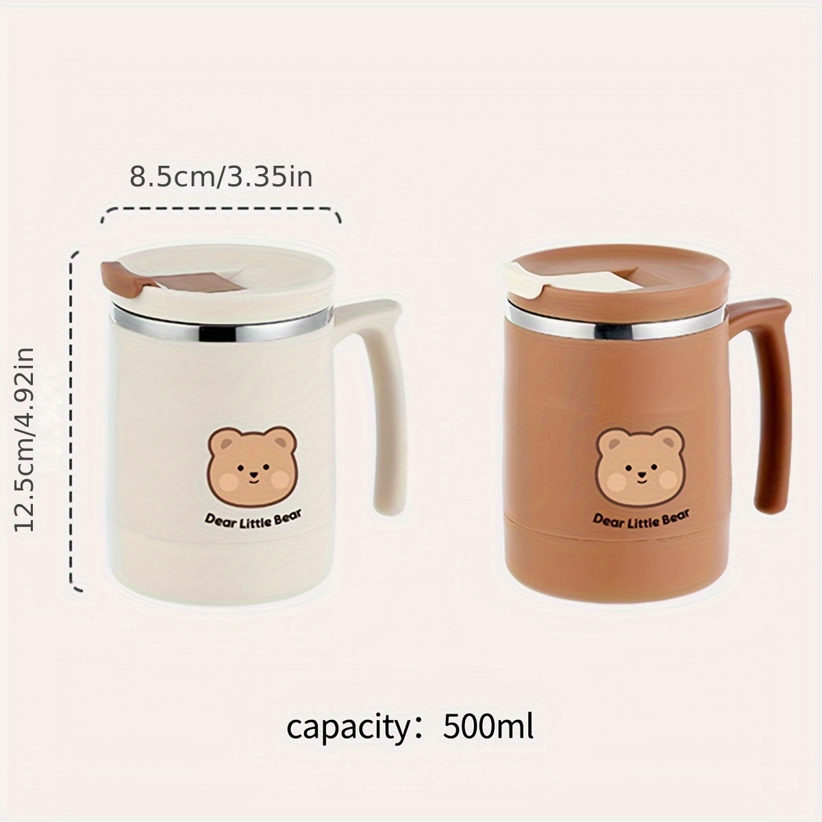 1pc Taza Oso Linda 500ml/17oz Taza Café Viaje Acero - Temu