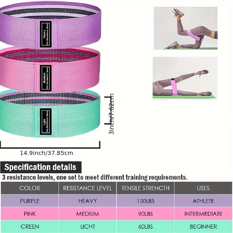 3pcs/1pc Resistance Bands for Legs And Butt, Fabric Exercise Loop Bands Yoga, Pilates, Home Workout, Strength Bands for Booty