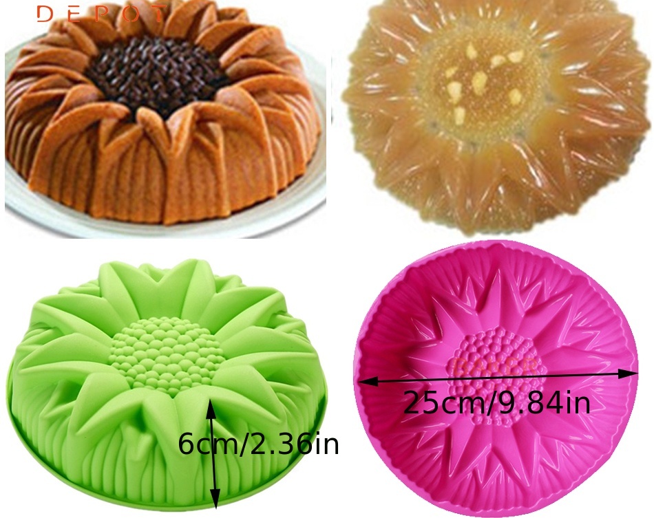 1pc high temperature resistant sunflower cake silicone mold 10 inch large flower shape mousse cake baking tool for butter jelly and more details 2