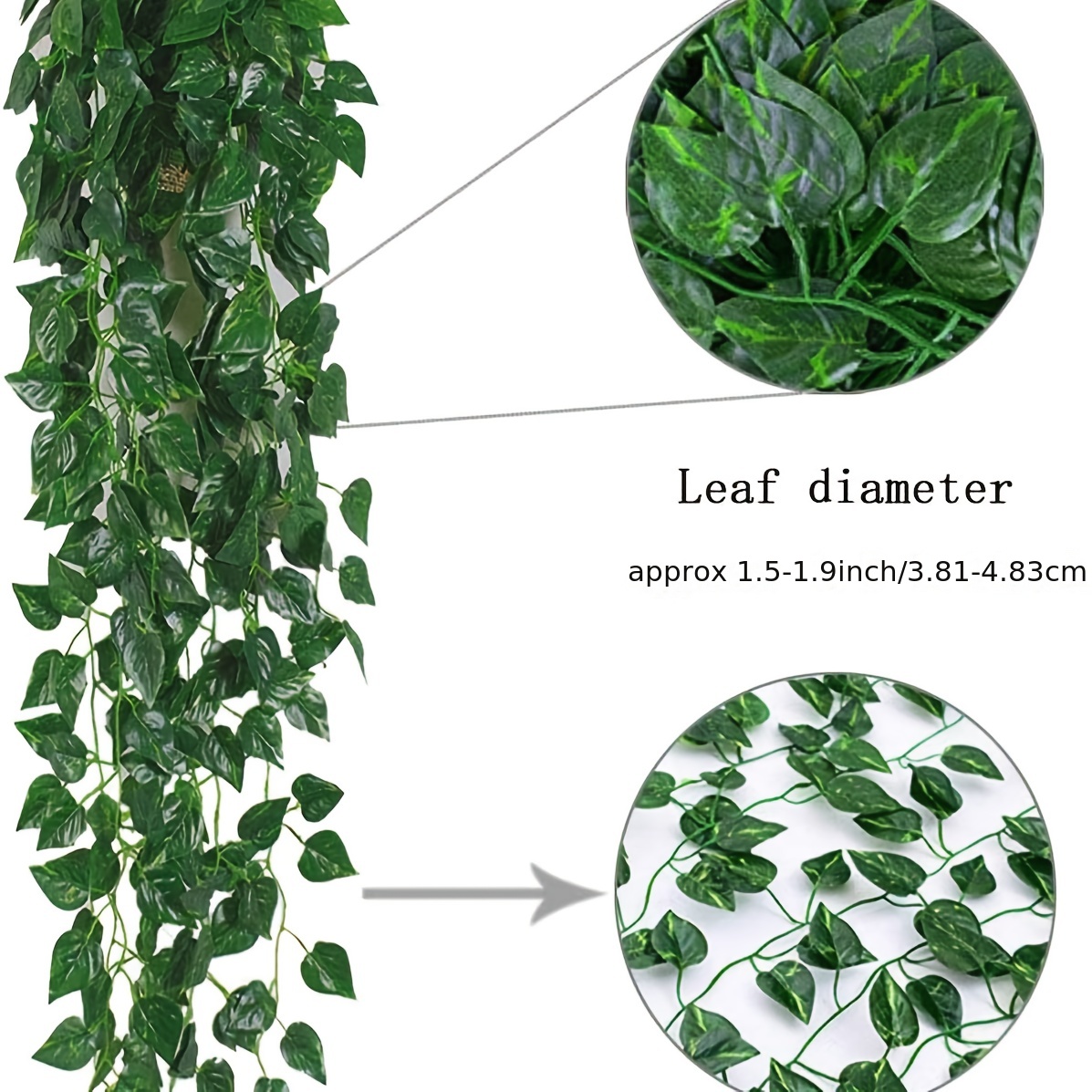 Garland Faux plantas colgantes hiedra verde Artificial de la