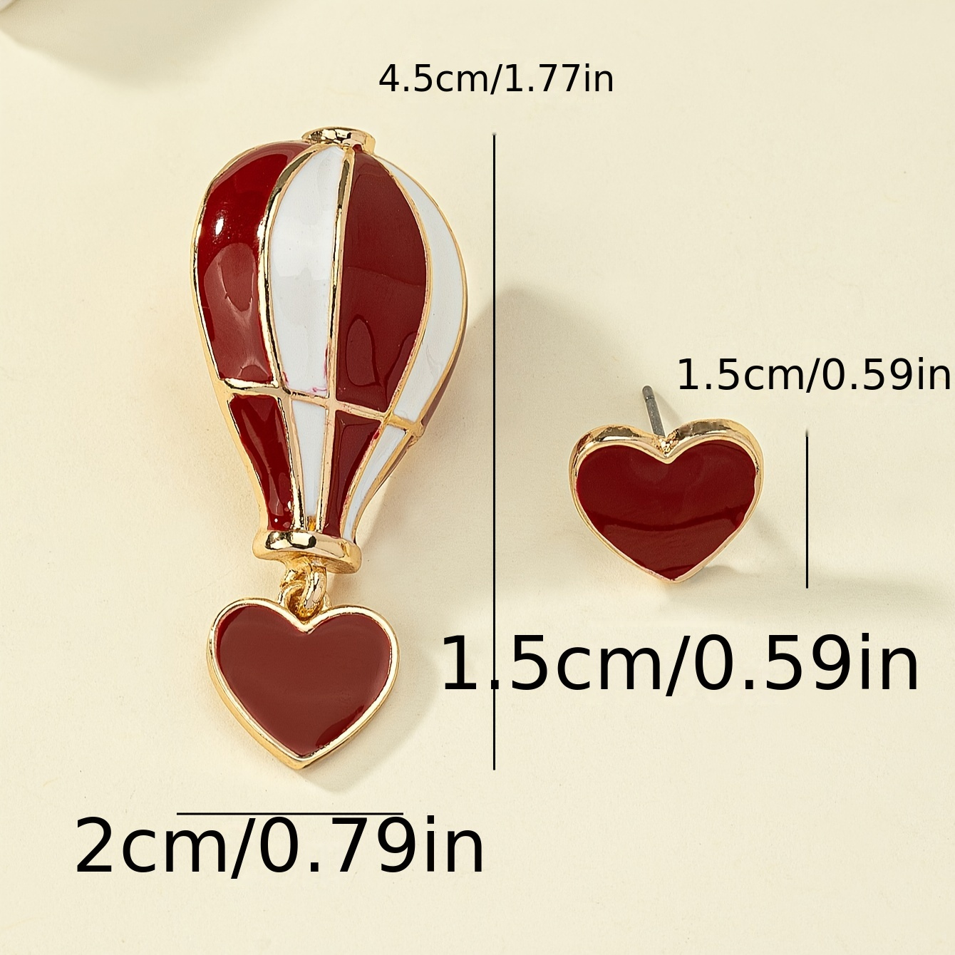 Heart Shaped Hot Air Balloon Dangle Earrings for Parties & Vacations
