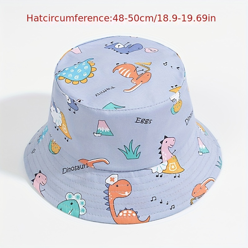 Kids Adorable Lightweight Wide Brim Sun Hat, Bucket Hats, with Fun Cartoon Design of Little Fish and Dinosaurs, Ideal Gift for Boys Girls,Temu
