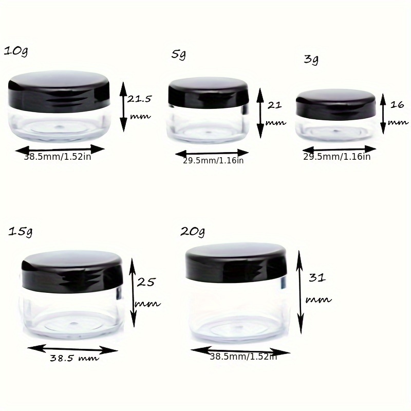 5 Gram Cosmetic Containers 50pcs Sample Jars Tiny Makeup Sample Containers  with lids 5g-50pcs black 