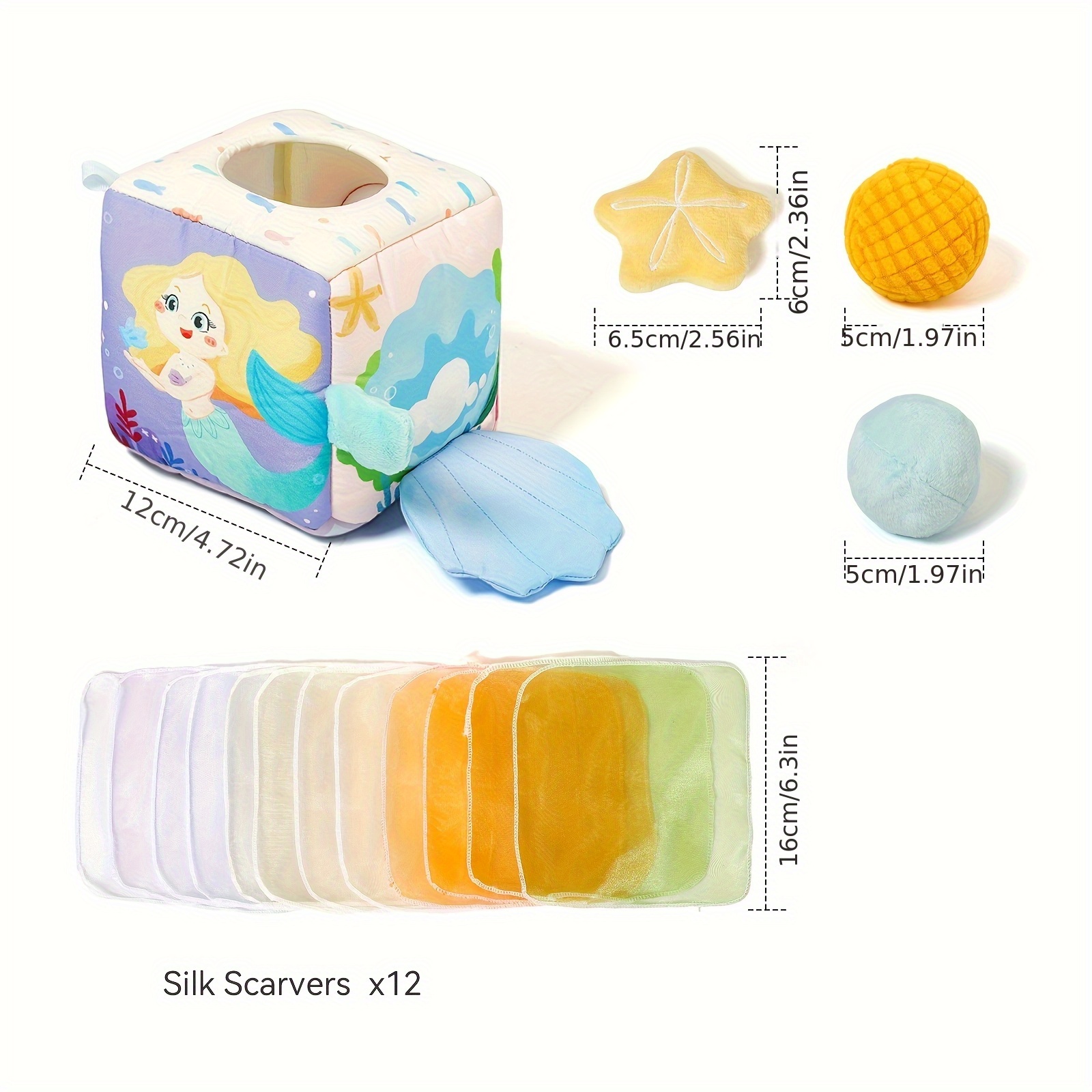 Image of Baby Tearing Tissue Box Mermaid Multifunctional Pumping Toys Color Cognitive Learning Teaching Aids Infant Learning Pumping Tissue Cloth Book Soothing Toys Christmas Birthday Gift