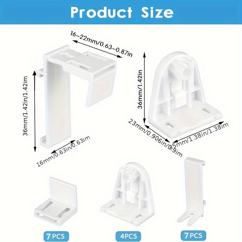 18pcs No-drill Roller Blind Clip Holder Set, Includes 4 Pairs Of Double Roller Bracket, Replacement Parts & 4 Roller Track Brackets, Suitable For Side Pull Dual Roller Blinds Support Stand