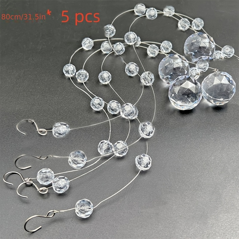 Image of 80cm Long Transparent Acrylic Material Bead Chain Ceiling Decoration Bead Curtain Pineapple Bead Pendant Applicable Door Curtain Partition Ceiling Hanging Wedding Scene Arrangement