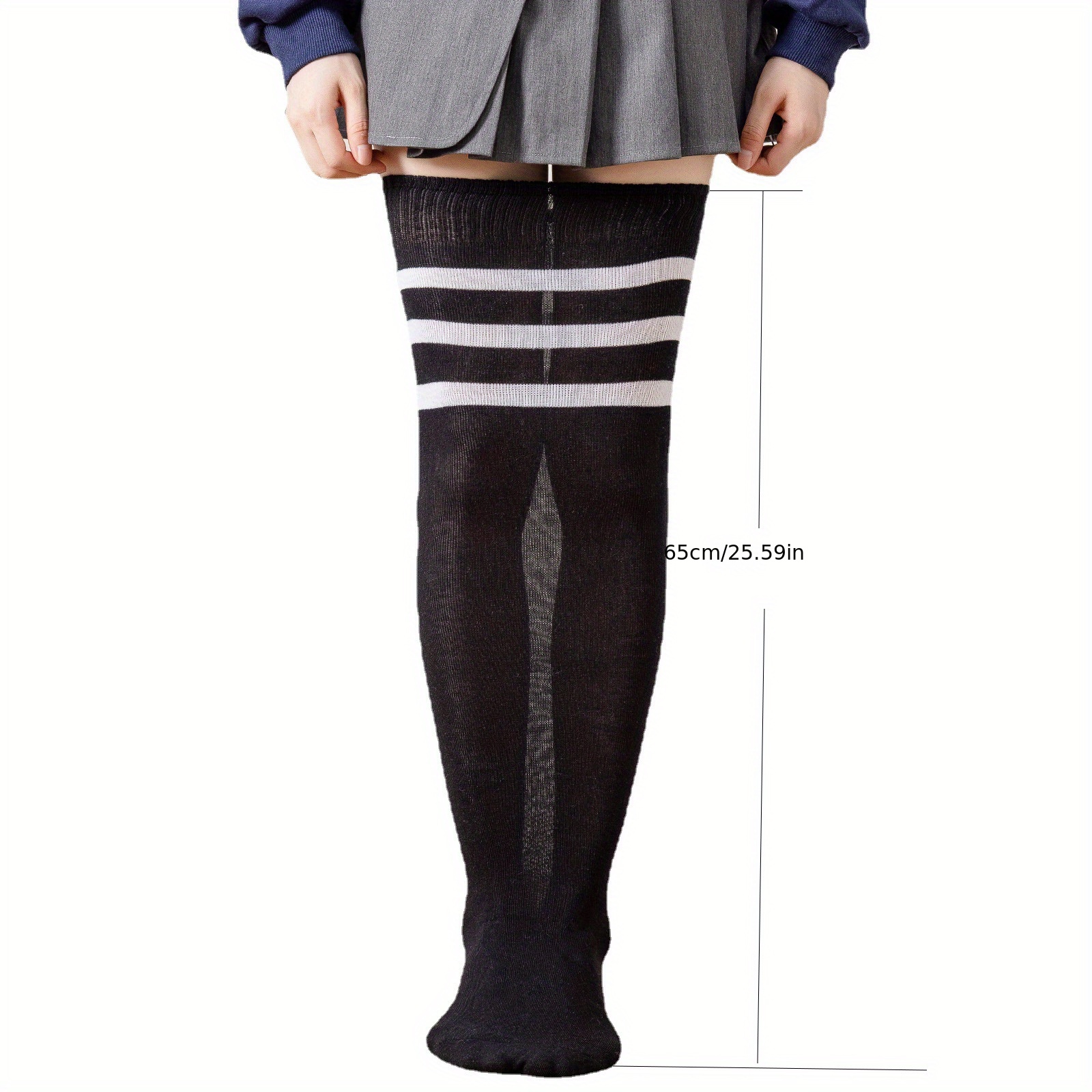 Plus Size Sports Stockings Women's Plus Striped Pattern High - Temu