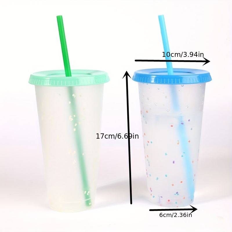 720ml Color Changing Water Bottle Straw Lid Type Travel Tumbler Temperature Mug  Plastic Bottle with Lid for Travel Party Cup