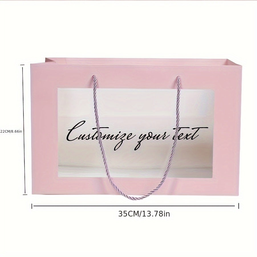 TEMU 1 Custom Text Transparent Window Gift Bag, Party Favor Bags For Holidays And Weddings, Stylish Carry-on Present Tote With Personalized Message