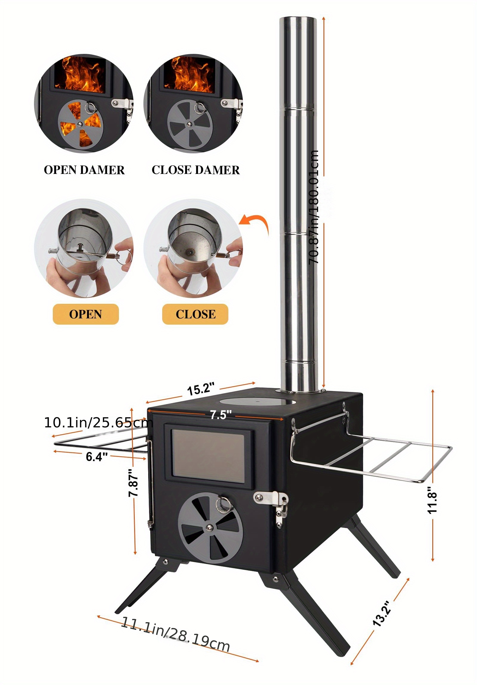 Tent Stove Portable Camping Wood Burning Stoves Carbon Steel - Temu