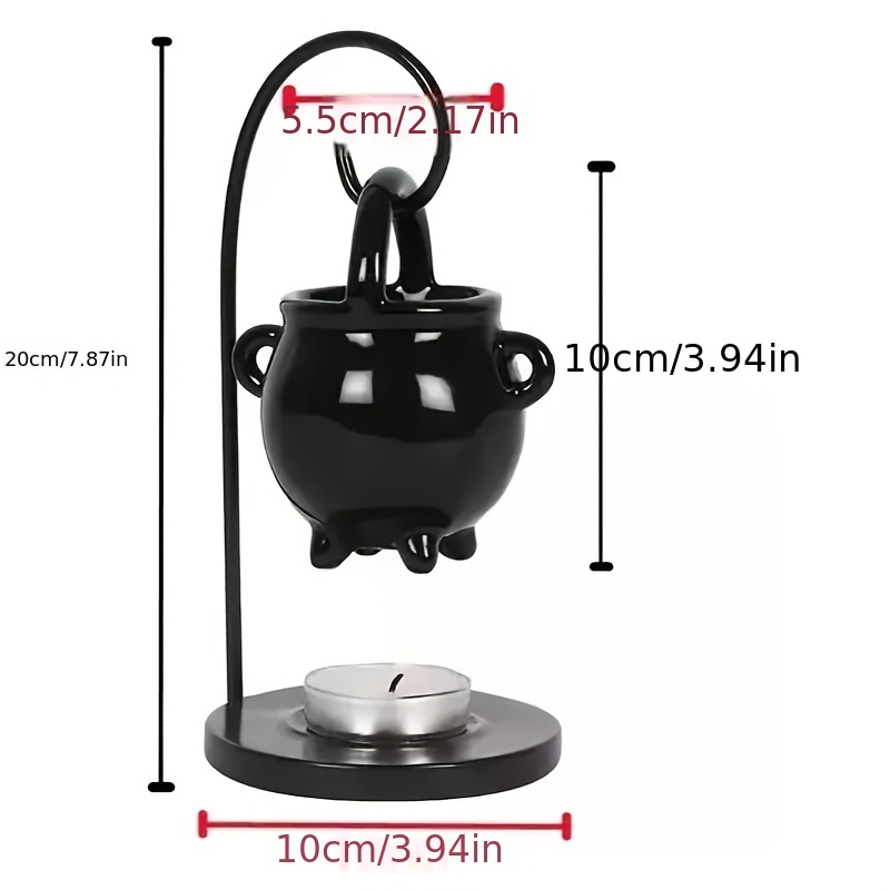 

Ceramic Cauldron Incense Holder With Stand, 's Potion Design , Unscented, With Candle Tea Light Compatible, For Home Decor, Halloween