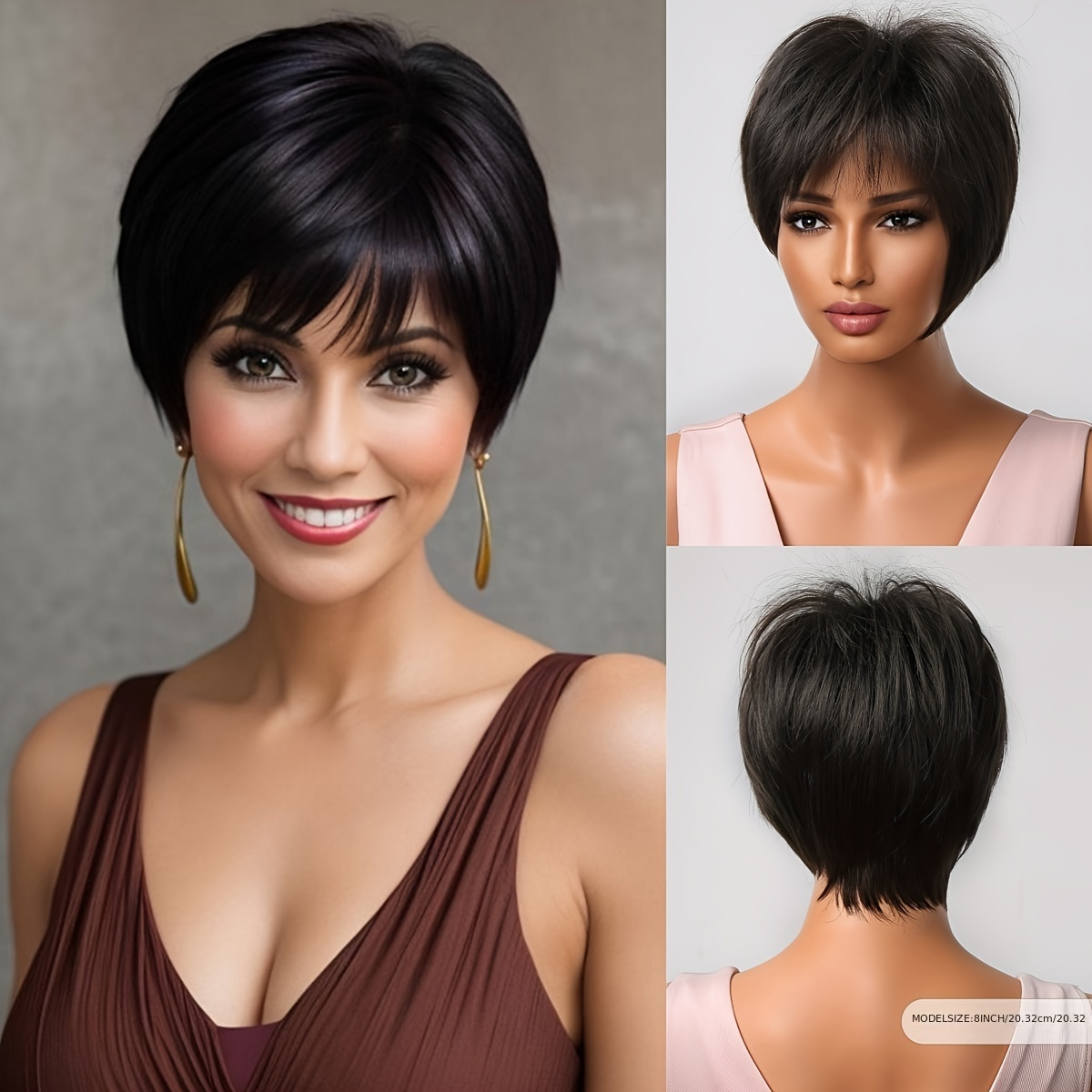 

Ladies Synthetic Wig With Cap - Silk, Straight Hair, 100% Density, Suitable For All