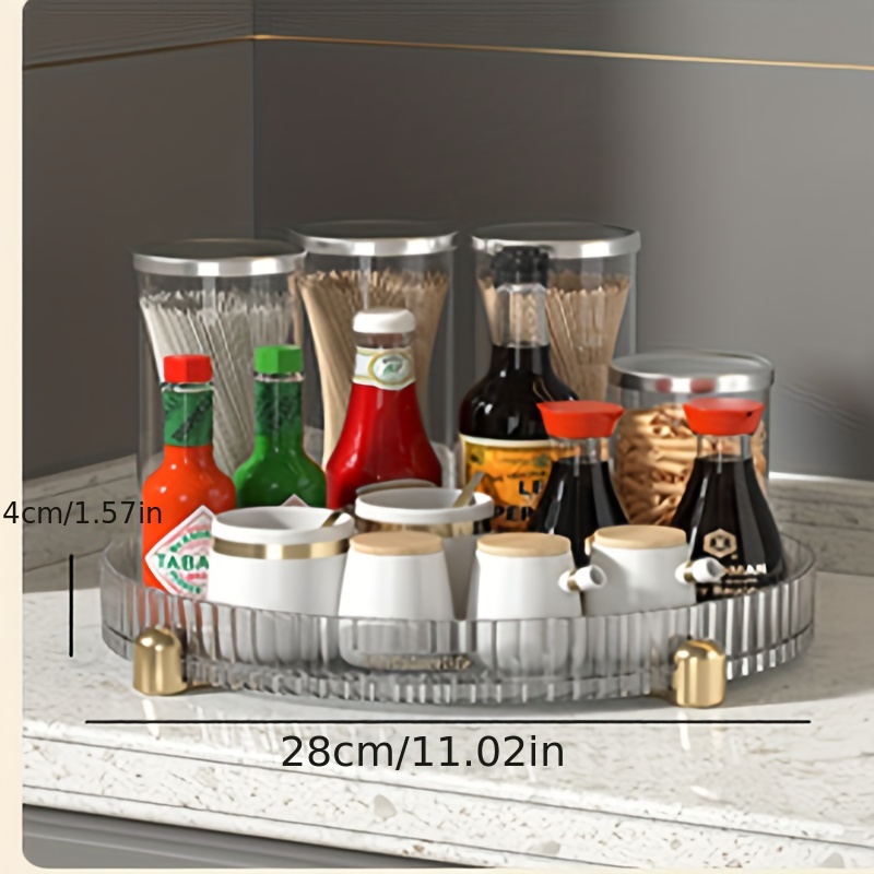 Double Layer Golden Turntable Kitchen Storage Shelf