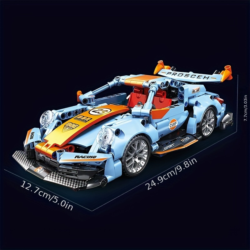

523 Pieces, Building Blocks Pull Back Car, Supercar Shape Cool Look Blue Vehicle Educational Toy Technology Design, Festival Gift, Birthday, Christmas, Halloween, Thanksgiving Gift